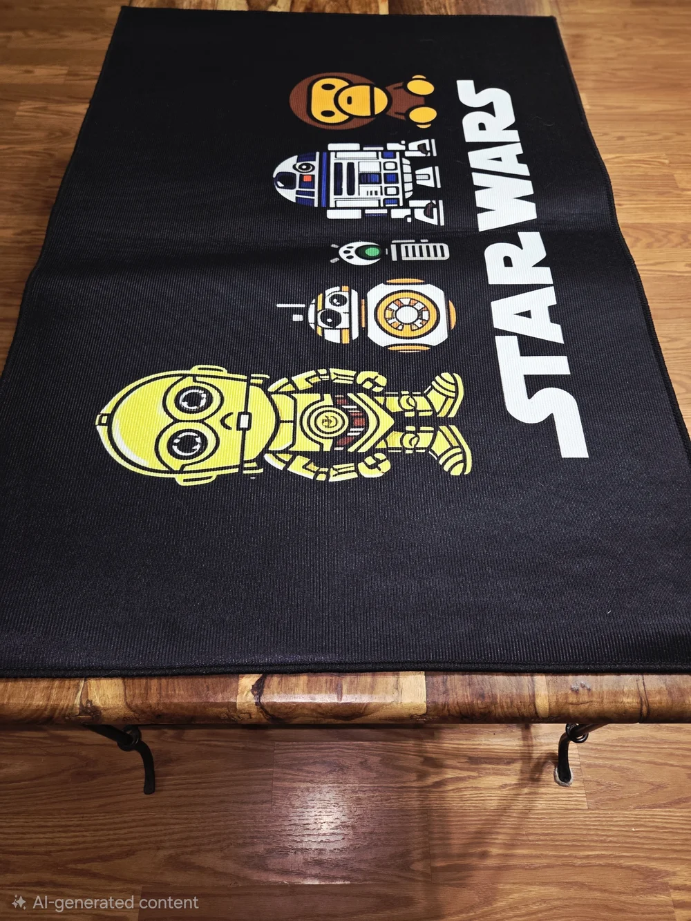 Black Star Wars Droid Graphic Rug - C-3PO, R2-D2, BB-8